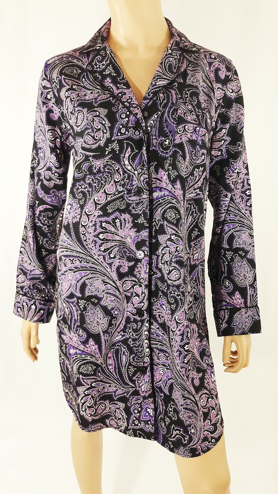 Ralph Lauren Pajamas Women's Sleep Shirt Lounge Wear Black Purple Cotton  Rayon Elegant Chic Excellent Like New Condition Vintage Size XS -   Canada