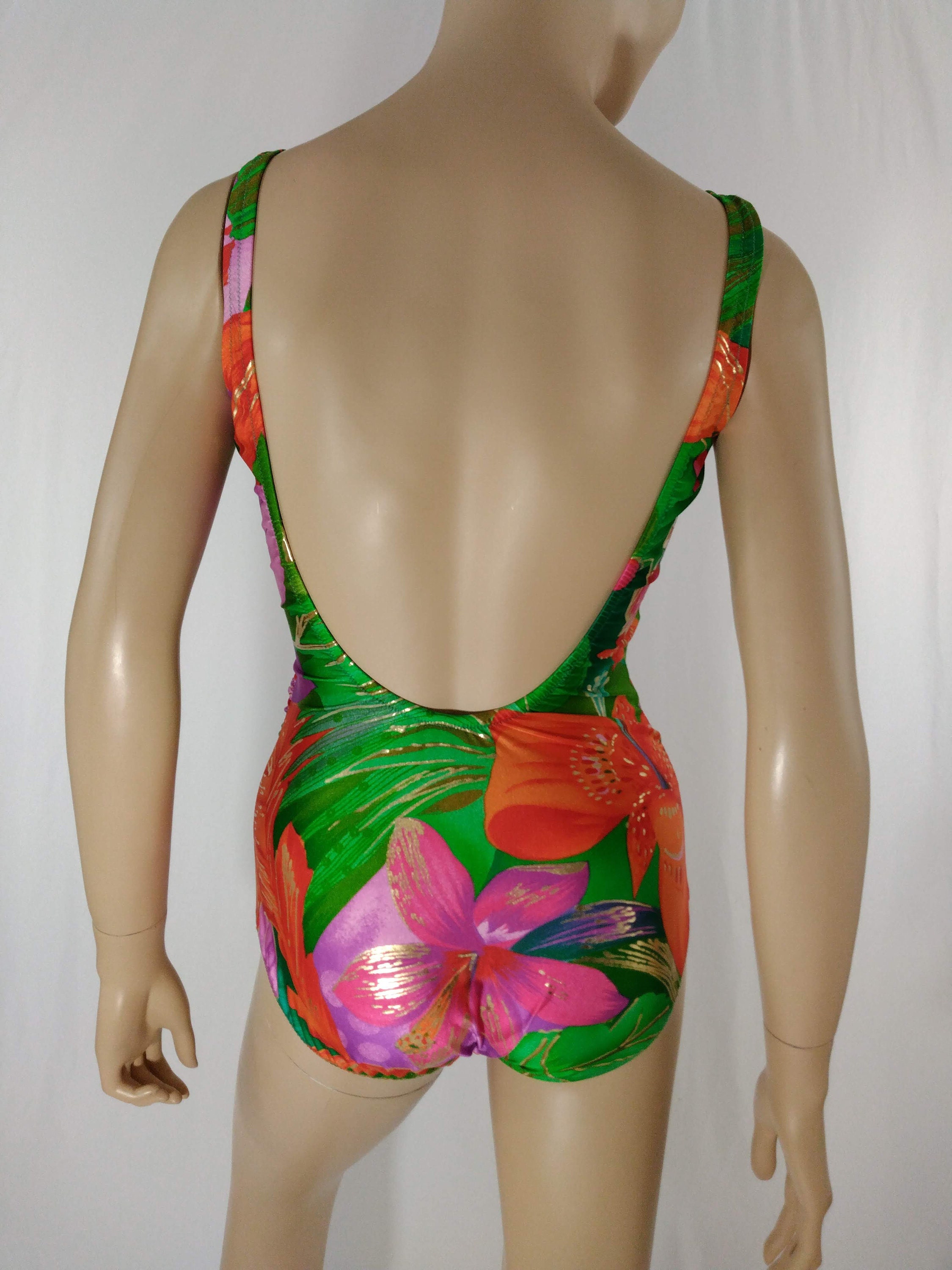 80's Swimsuit Women's Bathing Suit One Piece Colorful Etsy