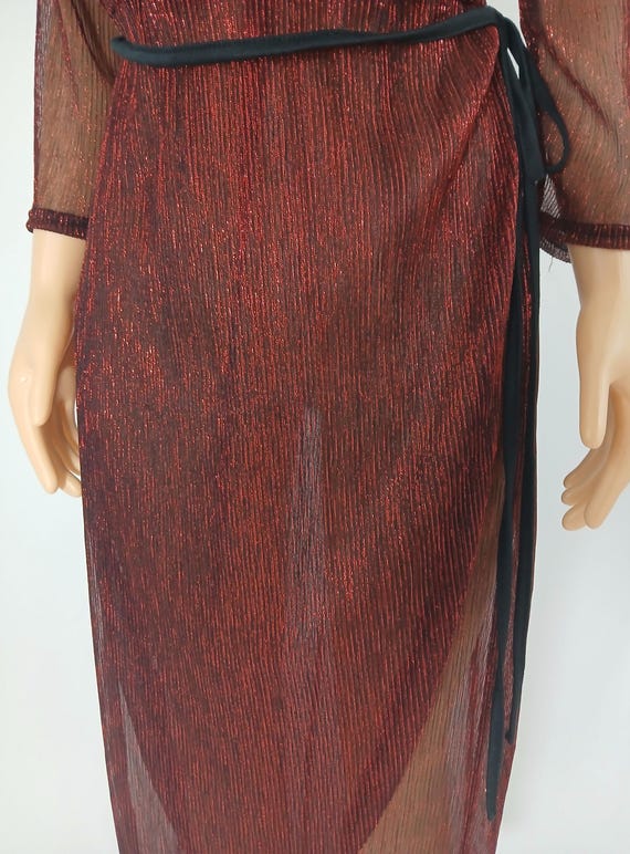 Plus Size Robe, Red Sparkly Semi Sheer Size 1X - image 15