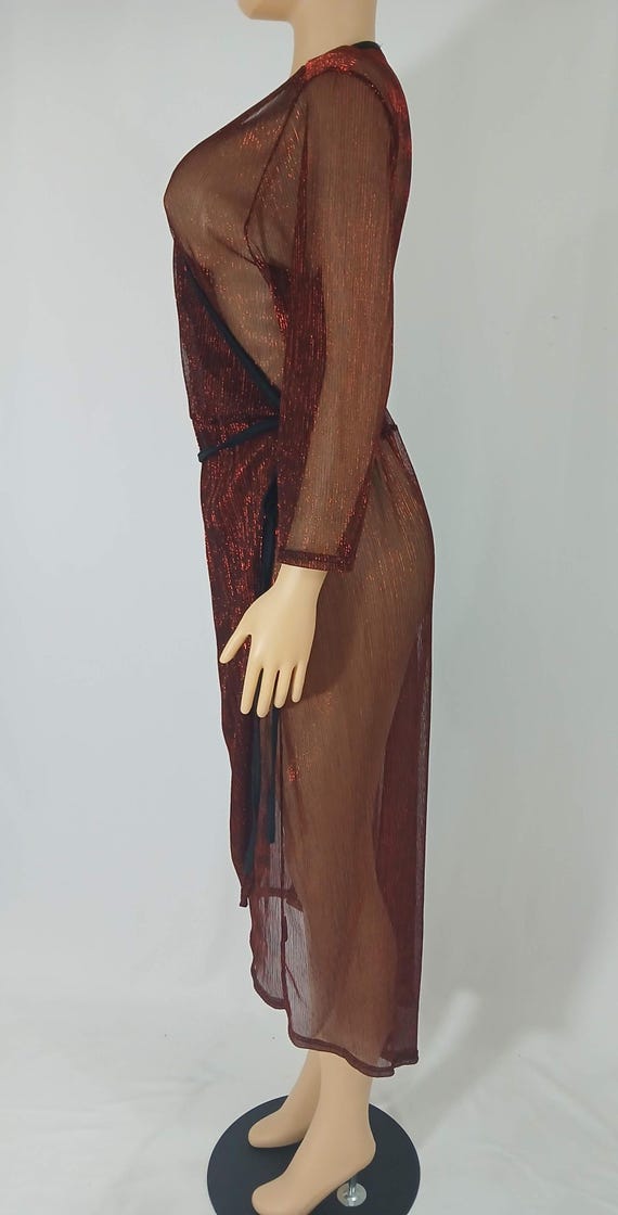 Plus Size Robe, Red Sparkly Semi Sheer Size 1X - image 9