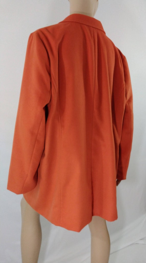 Women's Orange Coat Orange Overcoat Leopard Print… - image 4