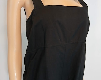 Overalls Jumpsuit, Black, Pockets, Adjustable Straps, Vintage Size L