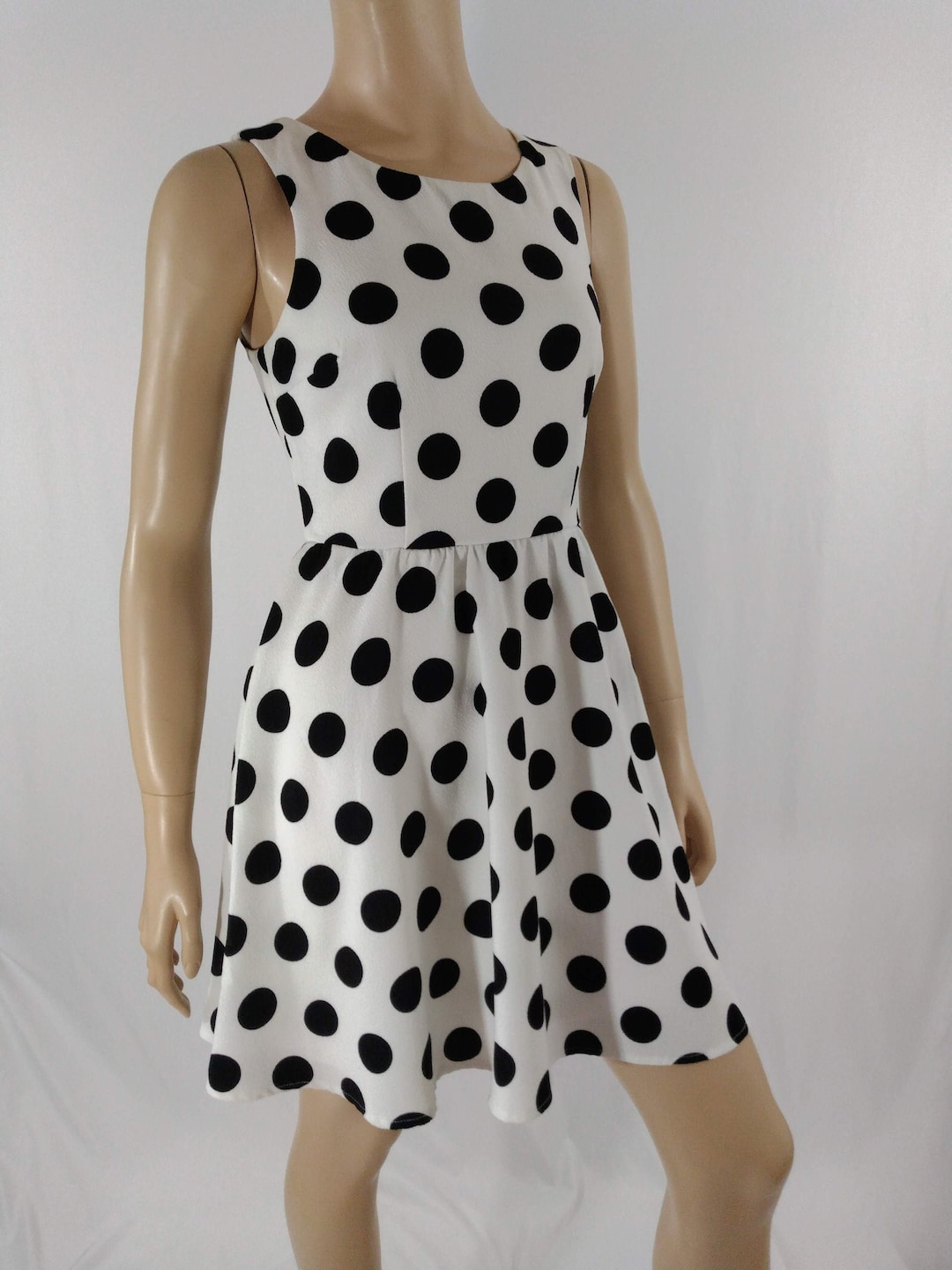Polka Dot Dress Women's Black White Polka Dot Sleeveless Fit
