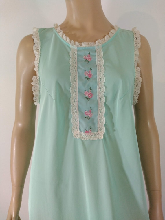 Vintage Night Gown 60's 70's Women's A-line Green/