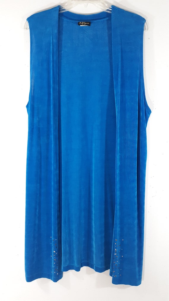 80's Women's Coverup Vest Blue Sleeveless Metallic Etsy