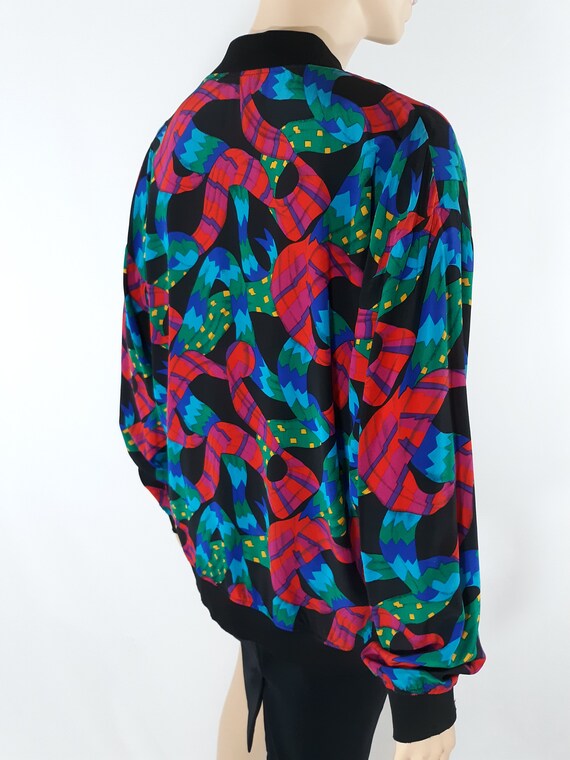 80's Women's Jacket Wild Colorful Geo Abstract Bo… - image 7