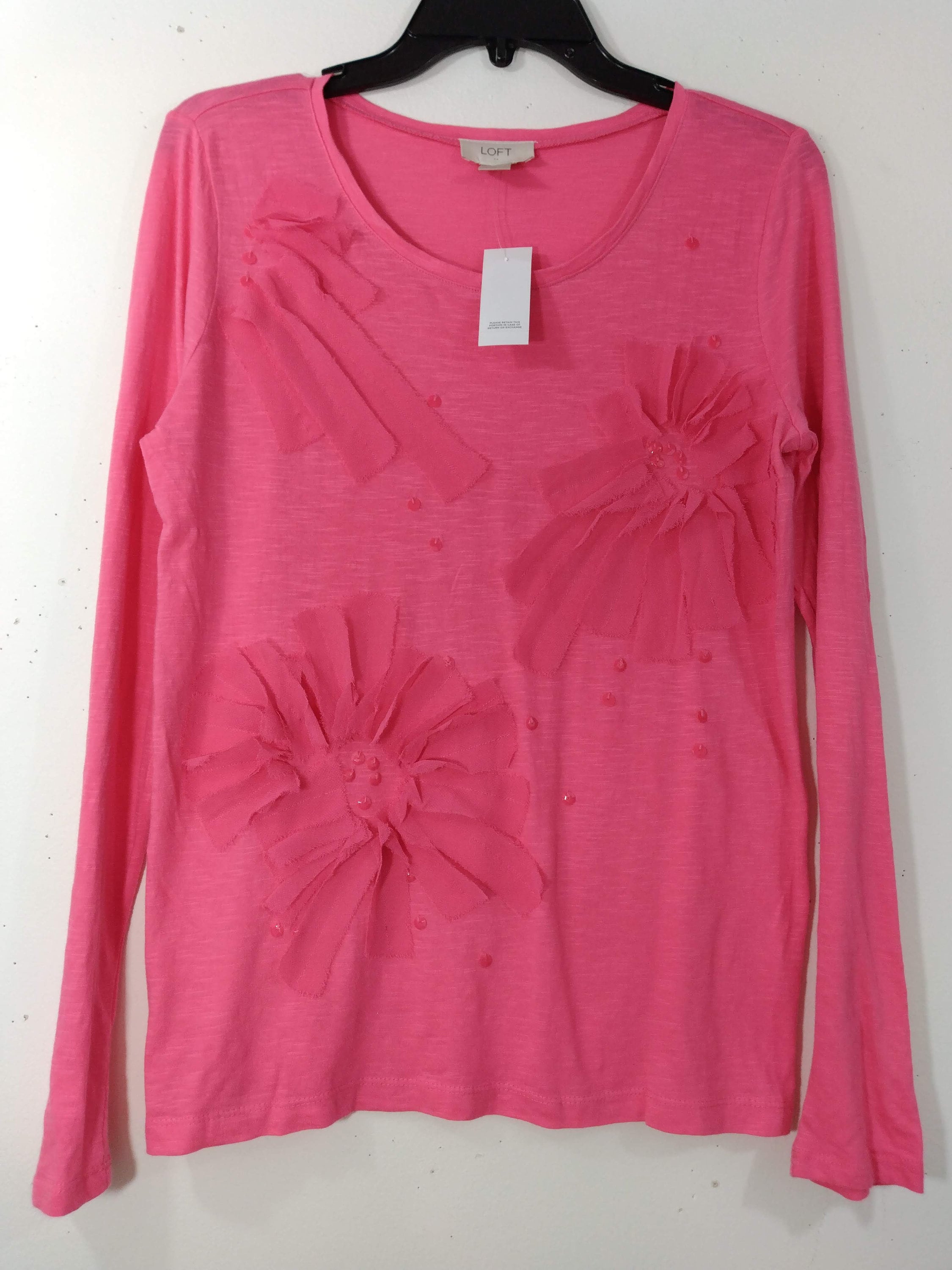Women's Pink T-shirt 100% Cotton Long Sleeve 3-D Arty Abstract