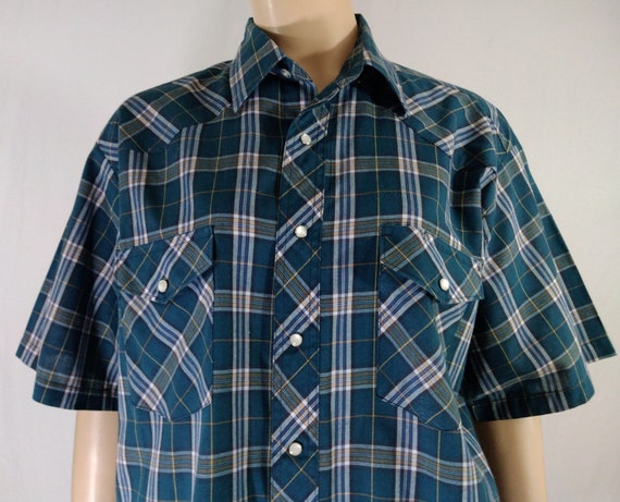 Men's Western Shirt Early 80's Cowboy Short Sleev… - image 1