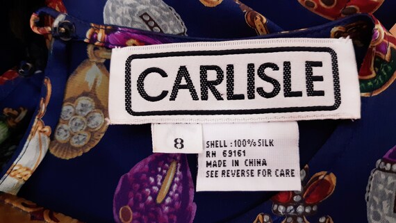 Vintage Carlisle Silk Blouse, Charm Print, Size 8 - image 10
