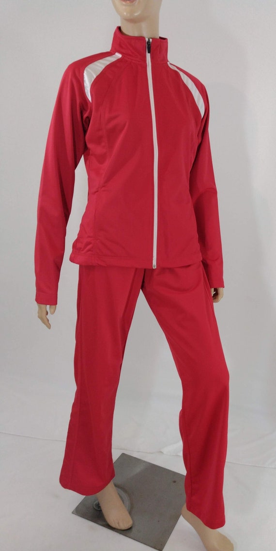 Women's Red Track Suit White Stripe Two Piece Jack