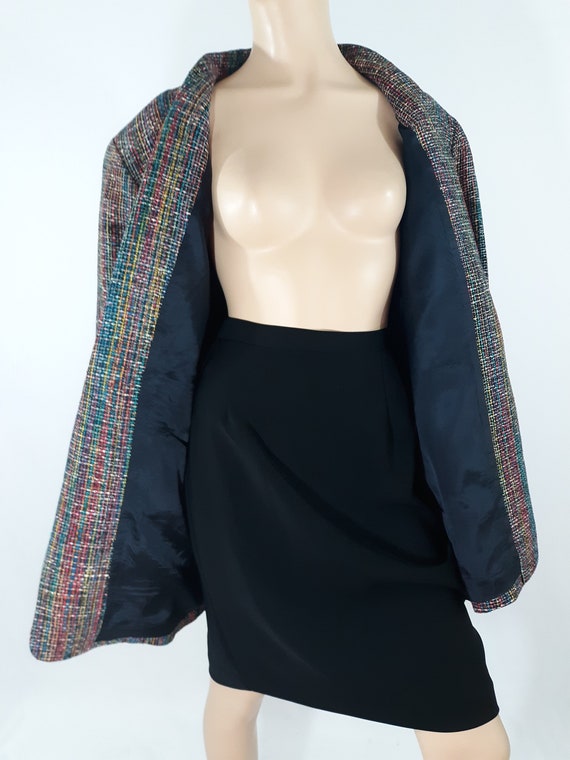 90's Women's Blazer Jacket Textured Woven 100% Ra… - image 5