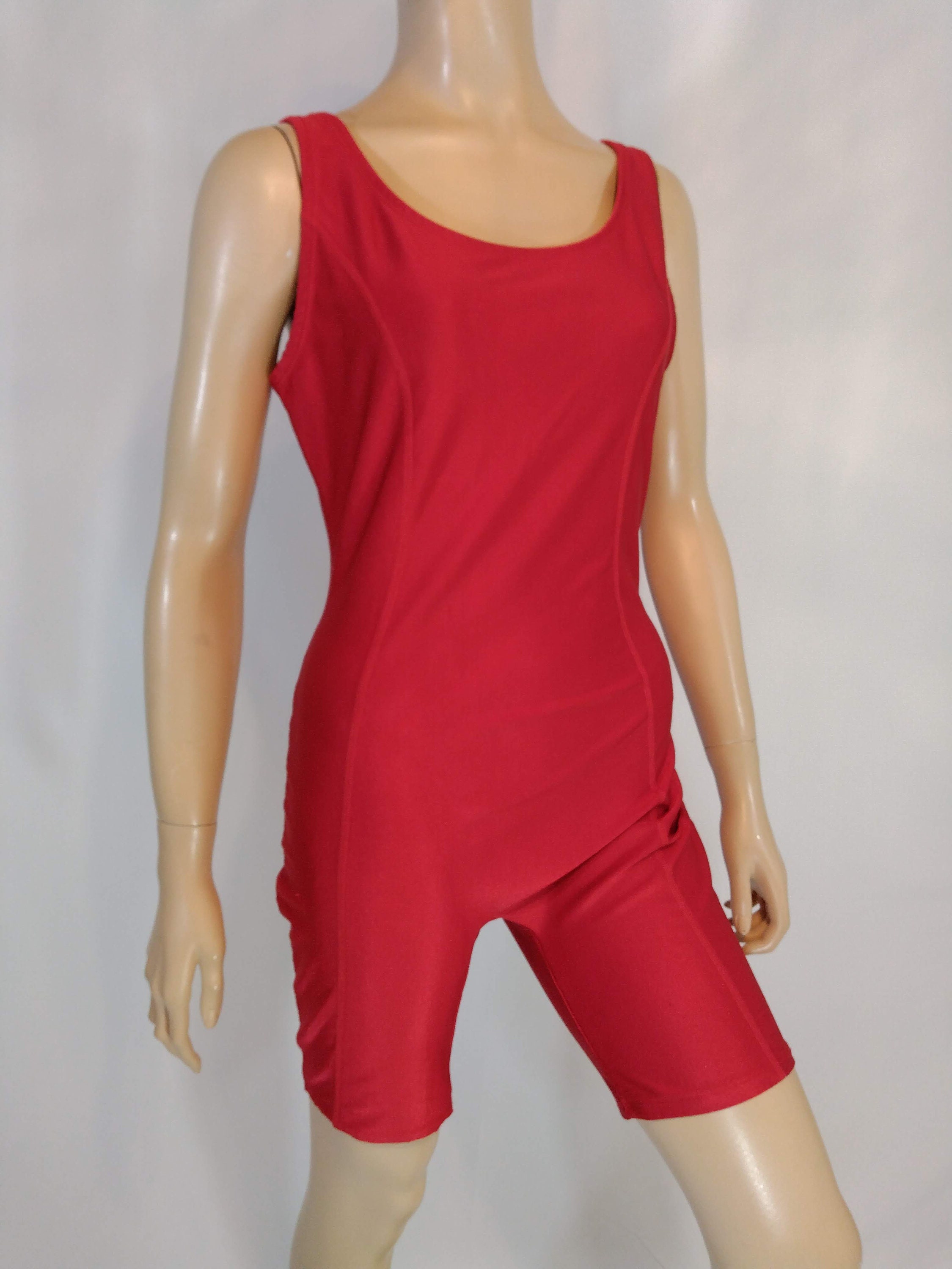 Vintage 80s Red Spandex Unitard: Sleeveless One-piece, Size L - Etsy