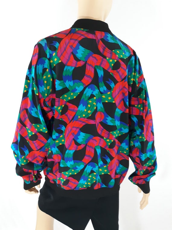 80's Women's Jacket Wild Colorful Geo Abstract Bo… - image 6