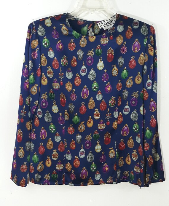 Vintage Carlisle Silk Blouse, Charm Print, Size 8 - image 8