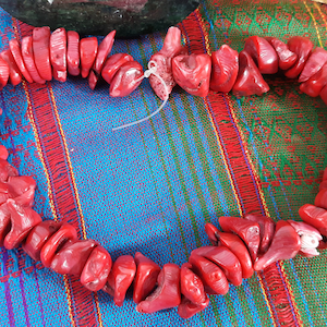 Red Coral Beads Large Japanese Noble Coral Bead Strand Natural Polihed Heavy Chunky Vintage Gemstone Genuine RARE High Quality Specimen