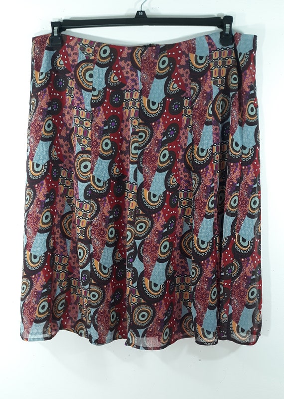Plus Size Vintage A-Line Skirt, Abstract Geo Prin… - image 9