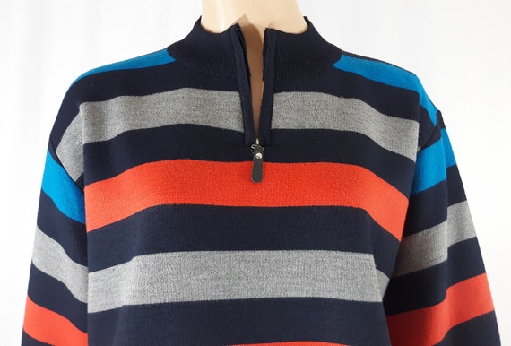 Men's Sweater Shirt Long Sleeve Pullover Blue Gra… - image 1