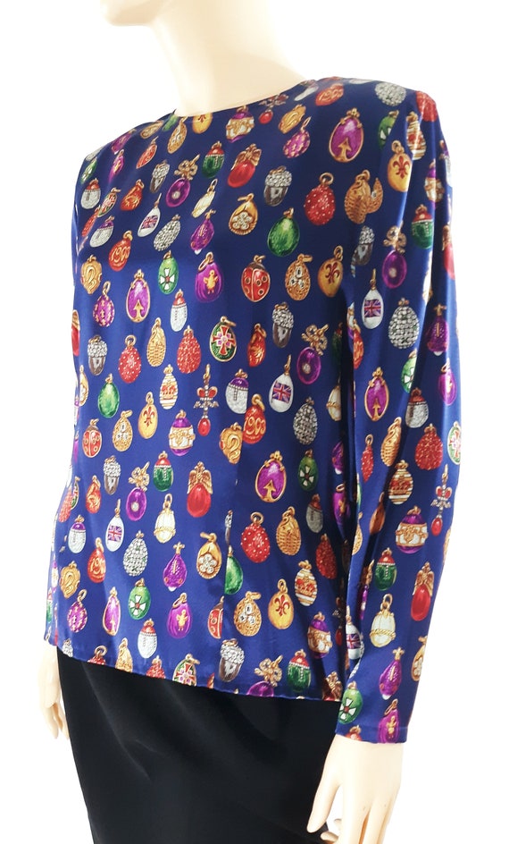 Vintage Carlisle Silk Blouse, Charm Print, Size 8 - image 3