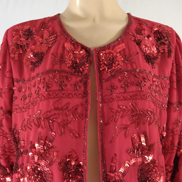 Red Sequin Jacket Etsy