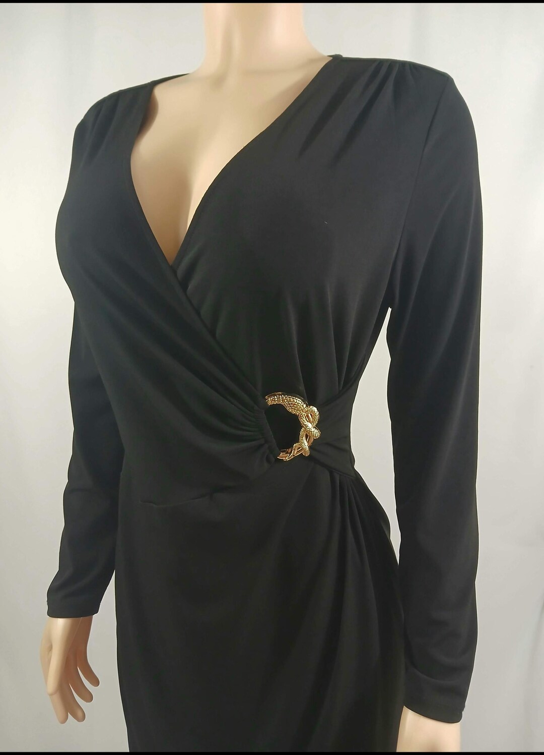 black dress with gold snake Black One-Shoulder Sequin Gala Dress for Women