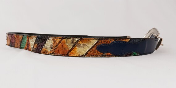 Vintage Python Belt: Rainbow Texture, Big Silver … - image 3