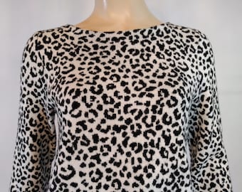 Vintage Leopard Print Rayon Blend Sweater, Cynthia Rowley Size S
