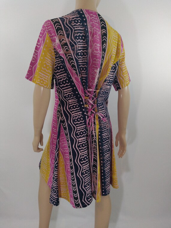 Colorful Print Dress Women's 80's Tribal Wild Pri… - image 3