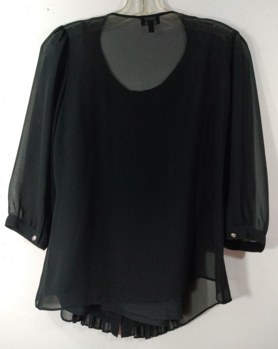 40's Style Top Women's Shirt Black Semi Sheer Ple… - image 10