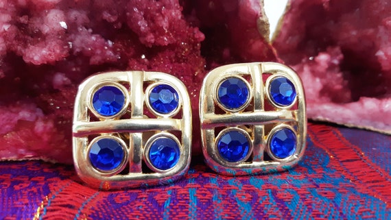80's Earrings 80's Jewelry Womens Geo Square Larg… - image 1