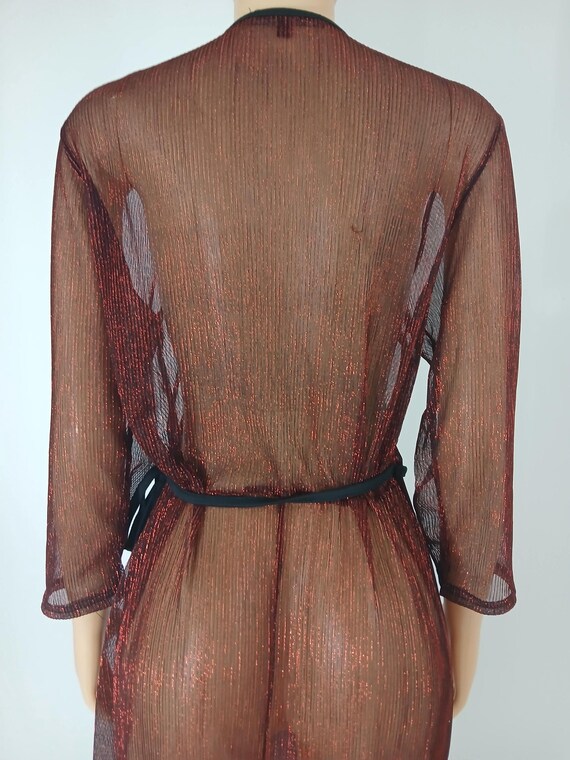 Plus Size Robe, Red Sparkly Semi Sheer Size 1X - image 12