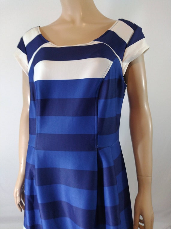 Women's Striped Dress Blue White Sailor Striped Cr
