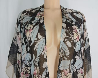 Vintage Shawl, Semi Sheer, Floral Print Mix by ELLEN TRACY