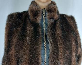 Faux Fur Vest, Brown Mink, Vintage Size L
