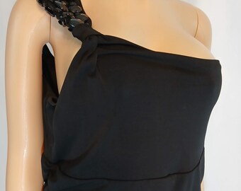 Plus Size Jumpsuit Black, Dressy, 1 Jeweled Strap, Stretchy, by ASHLEY STEWART Size 16W