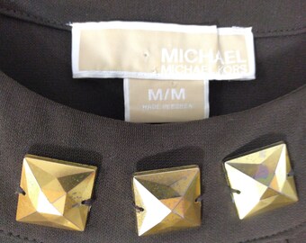 michael kors black dress with gold studs NWT $175 MICHAEL Michael Kors Cap Sleeve Gold Stud Ponte Sheath Dress Black XS