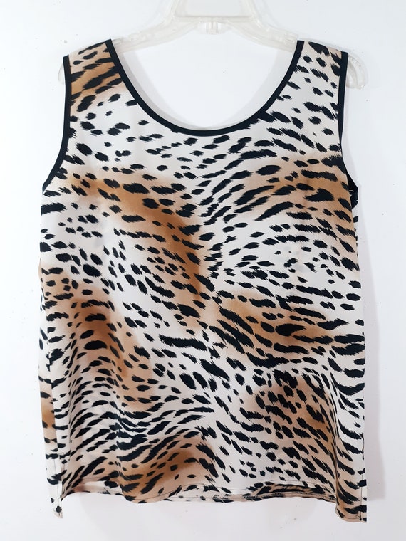 Leopard Tank Top Women's 80's 90's Shirt Black Wh… - image 7