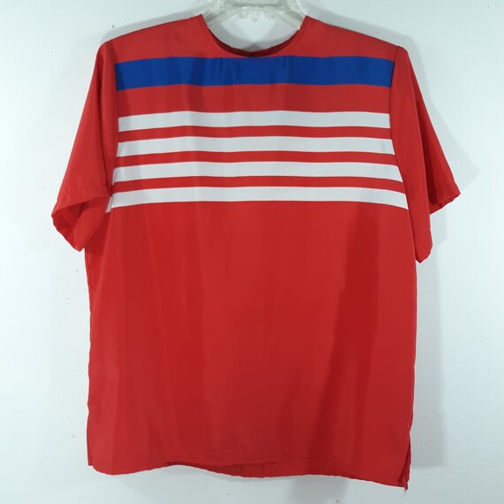 80's Women's Shirt Short Sleeve Red White Blue St… - image 6