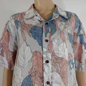 Men&#39;s Shirt Designer Linen/Cotton Pink Blue White Short Sleeve Tiny Collar Lux Like New Condition Vintage by Jack Oniell Collection size M