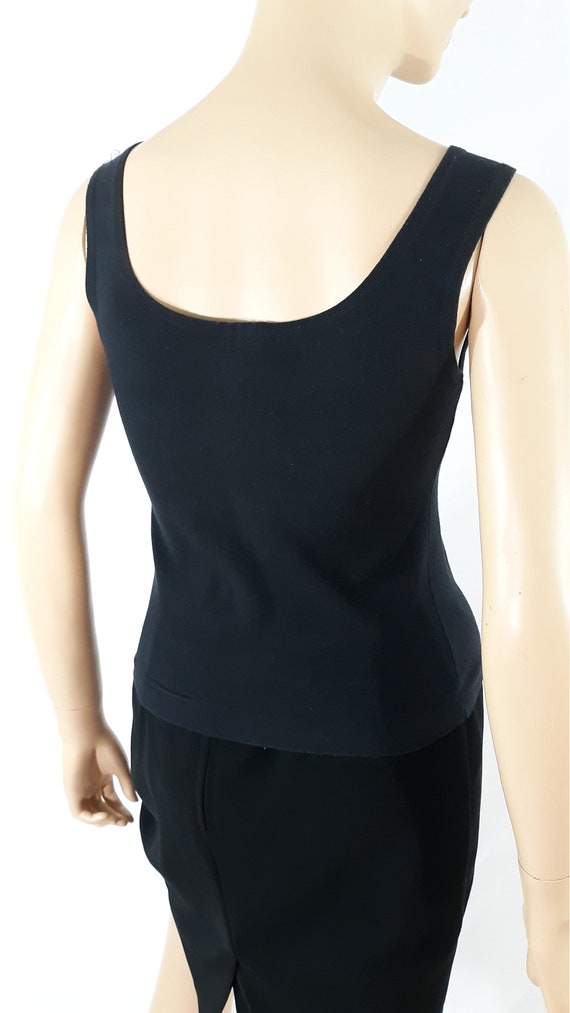 Black Tank Top 80's Women's 90% Cotton Lycra Blac… - image 6