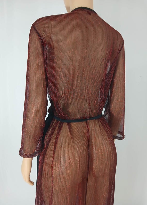Plus Size Robe, Red Sparkly Semi Sheer Size 1X - image 10