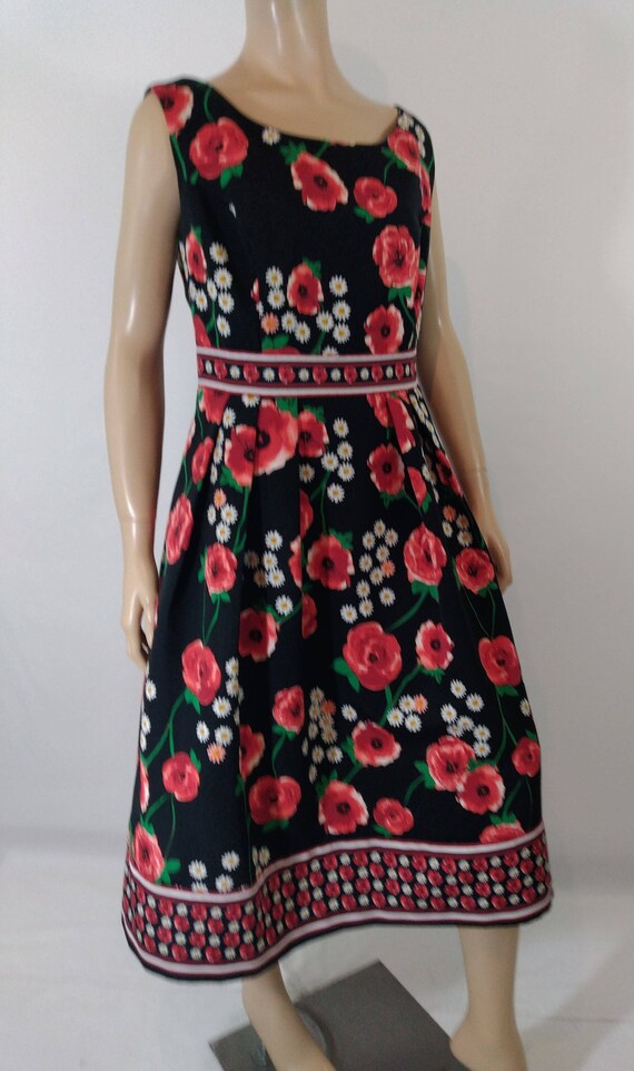 EVA MENDES Dress Women's Sleeveless Floral Red Bl… - image 6