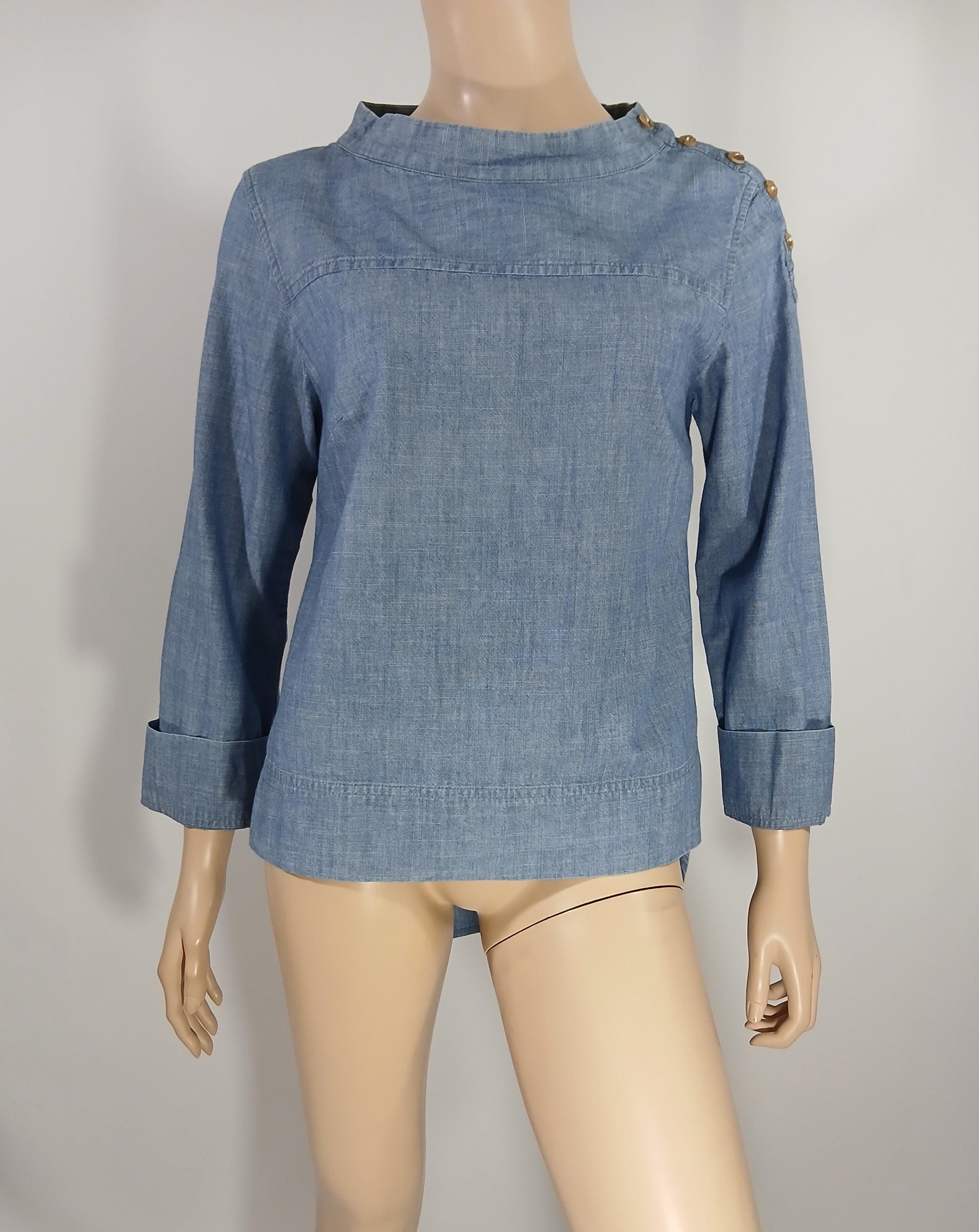 Haut Col Bateau Manches 3/4 En Denim Et Dentelle - Taille 18 George - Style Décontracté été