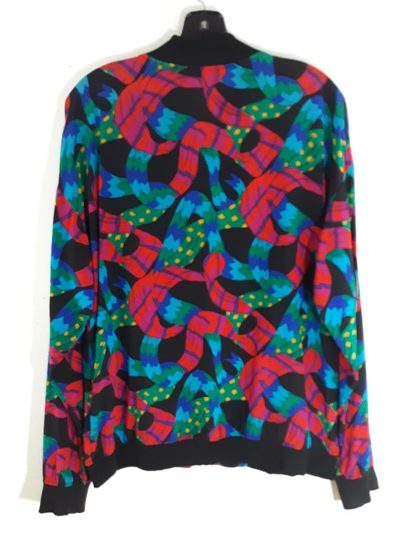 80's Women's Jacket Wild Colorful Geo Abstract Bo… - image 10