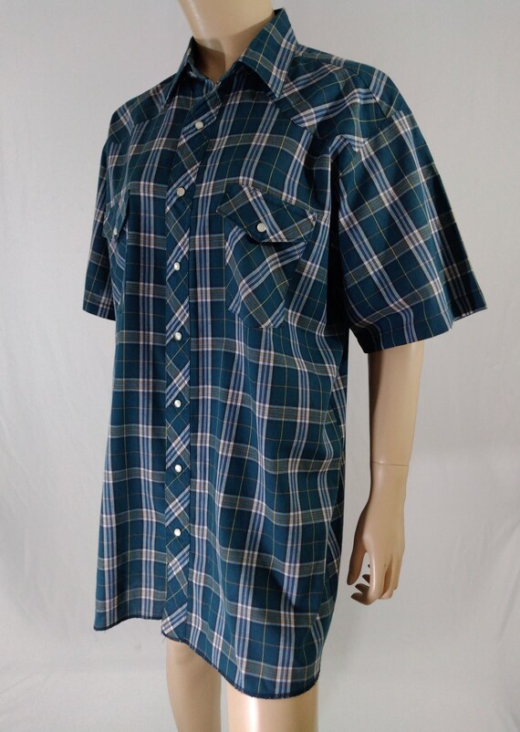 Men's Western Shirt Early 80's Cowboy Short Sleev… - image 4