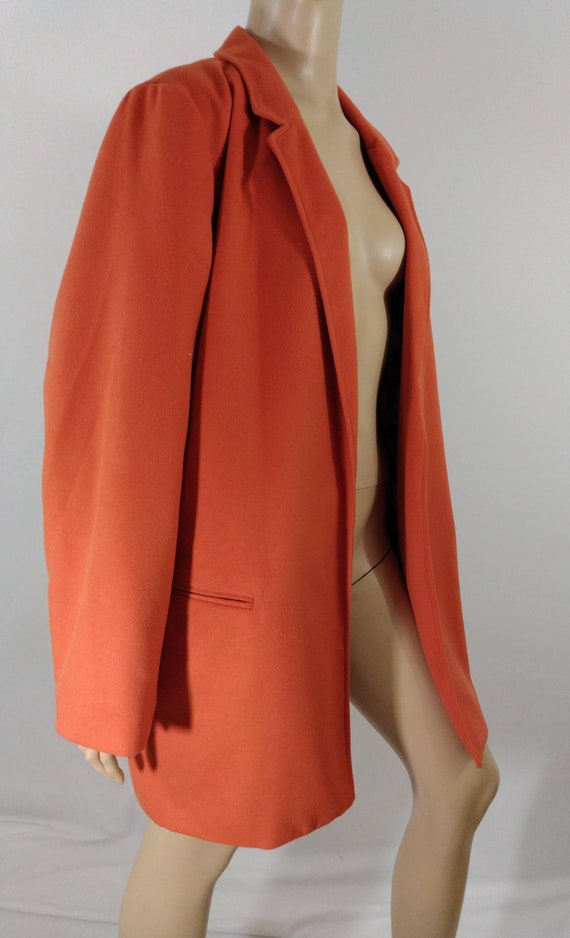 Women's Orange Coat Orange Overcoat Leopard Print… - image 6