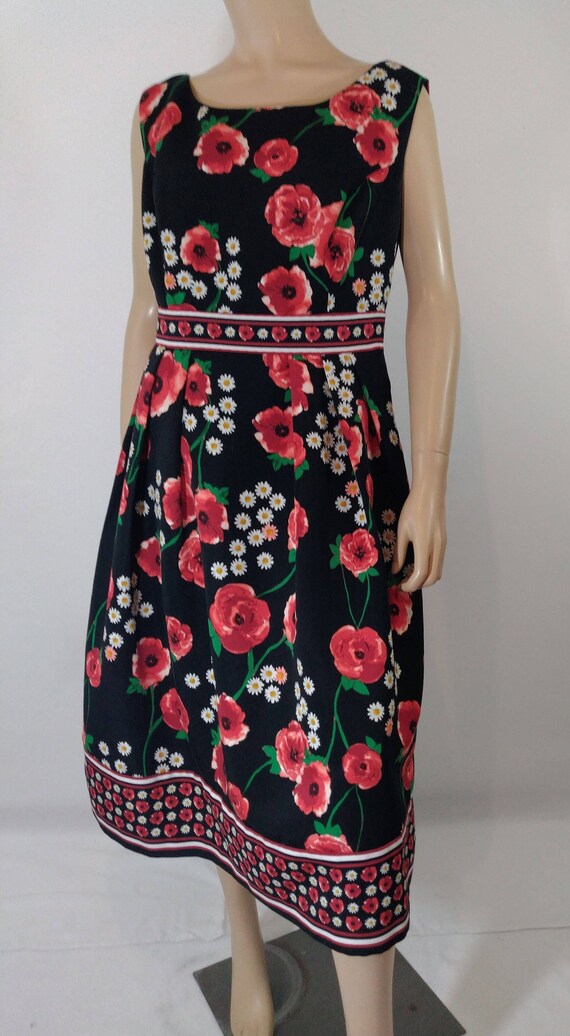 EVA MENDES Dress Women's Sleeveless Floral Red Bl… - image 1