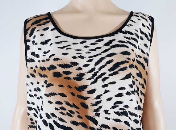 Leopard Tank Top Women's 80's 90's Shirt Black Wh… - image 2