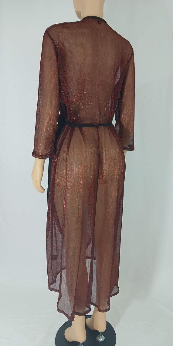 Plus Size Robe, Red Sparkly Semi Sheer Size 1X - image 11
