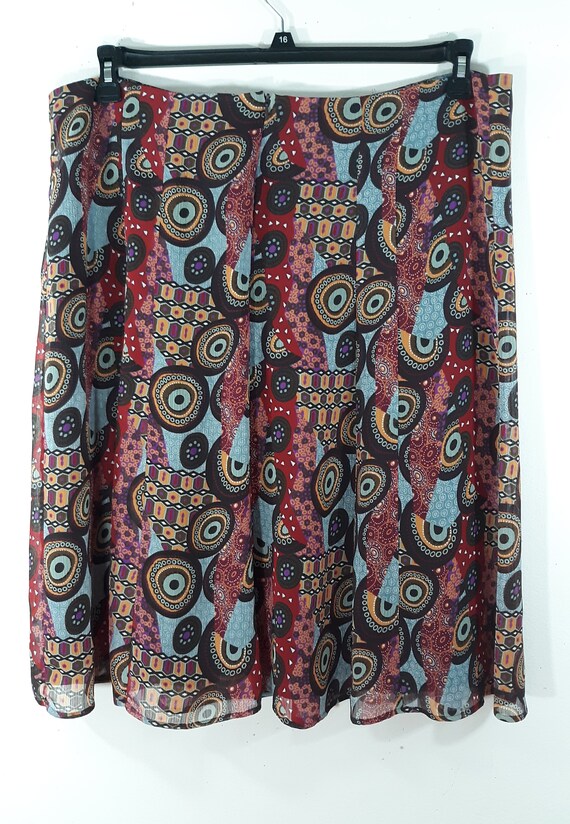 Plus Size Vintage A-Line Skirt, Abstract Geo Prin… - image 10