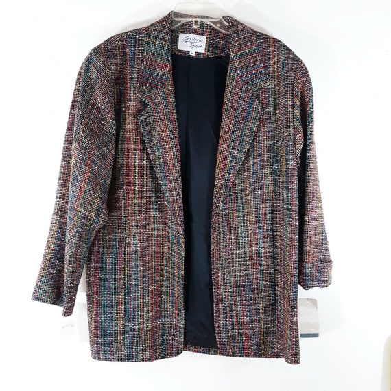 90's Women's Blazer Jacket Textured Woven 100% Ra… - image 1